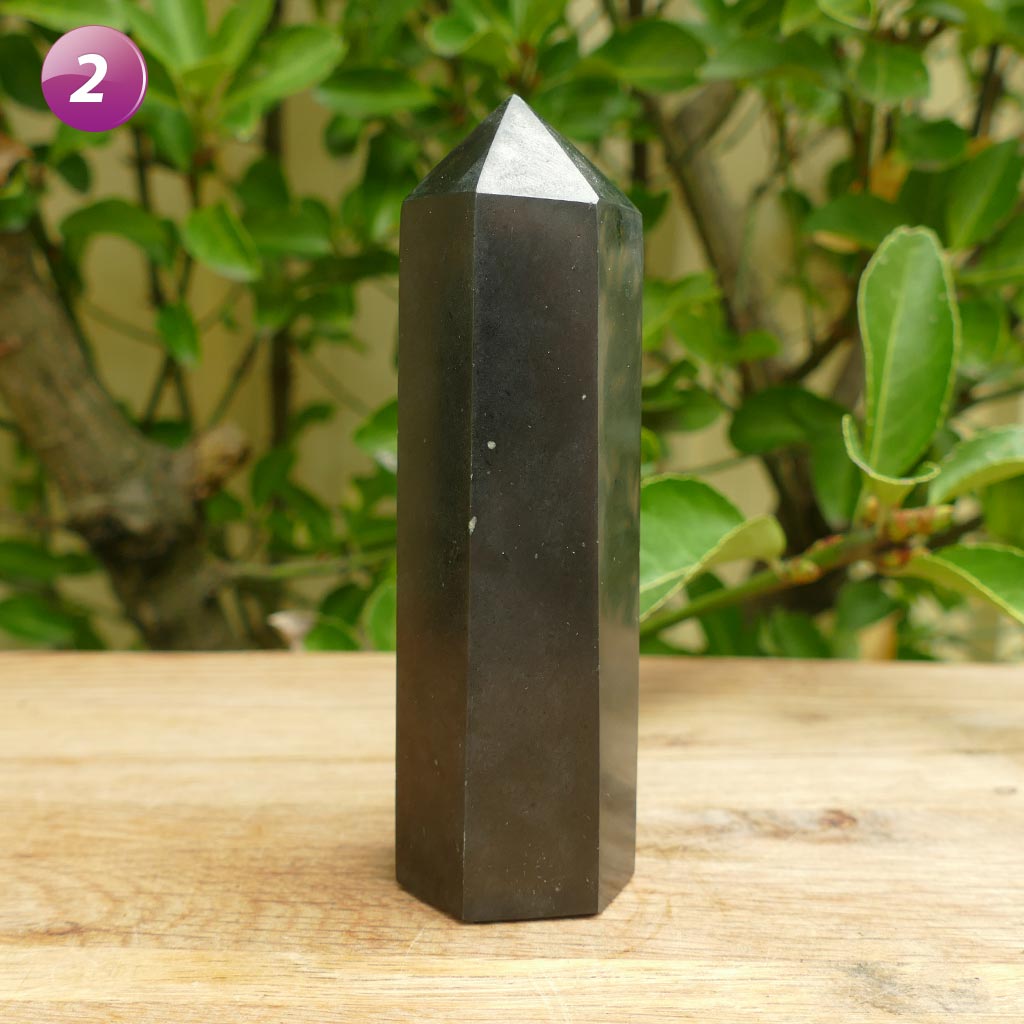Black Tourmaline Point Reiki Protection Wand - 352g, Handcrafted Crystal Point for Energy Balancing