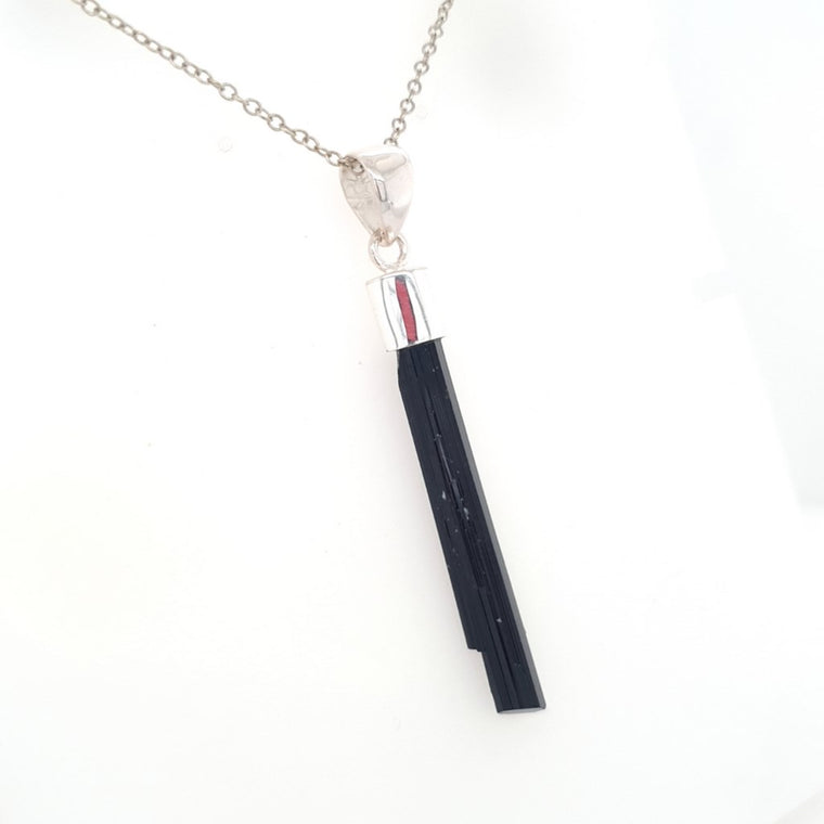 black tourmaline stick pendant