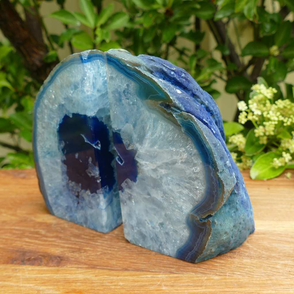 blue agate bookends