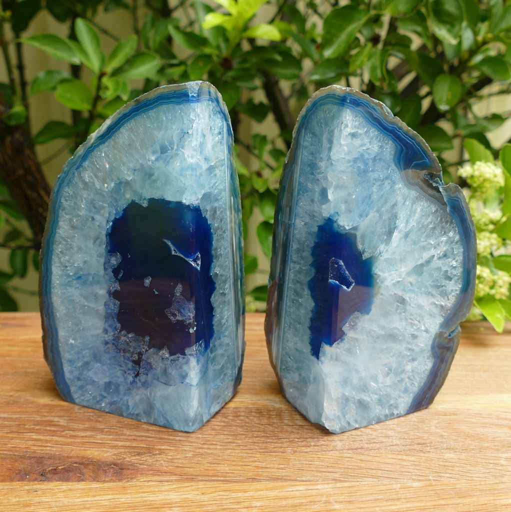 blue agate bookends