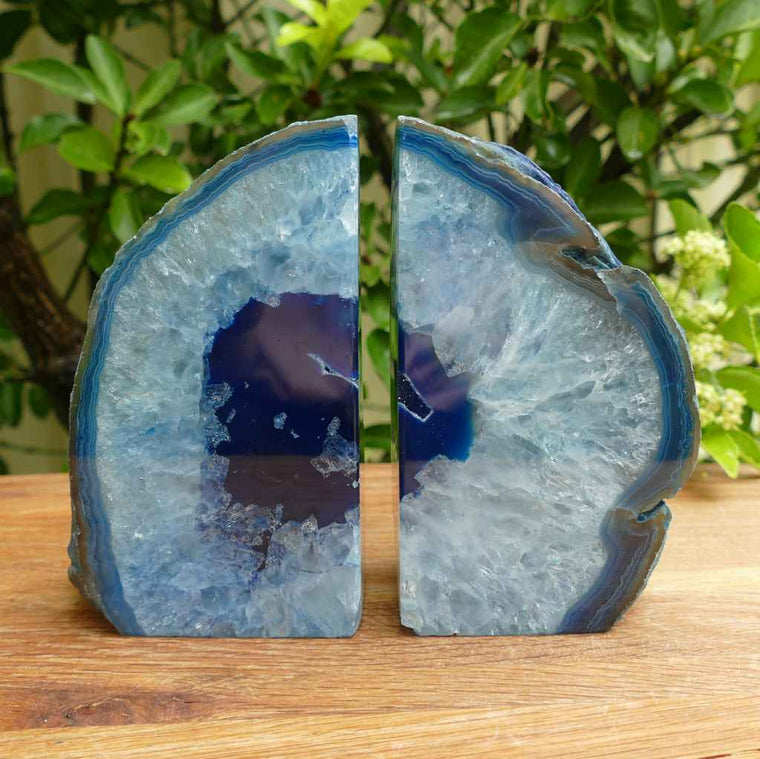 blue agate bookends