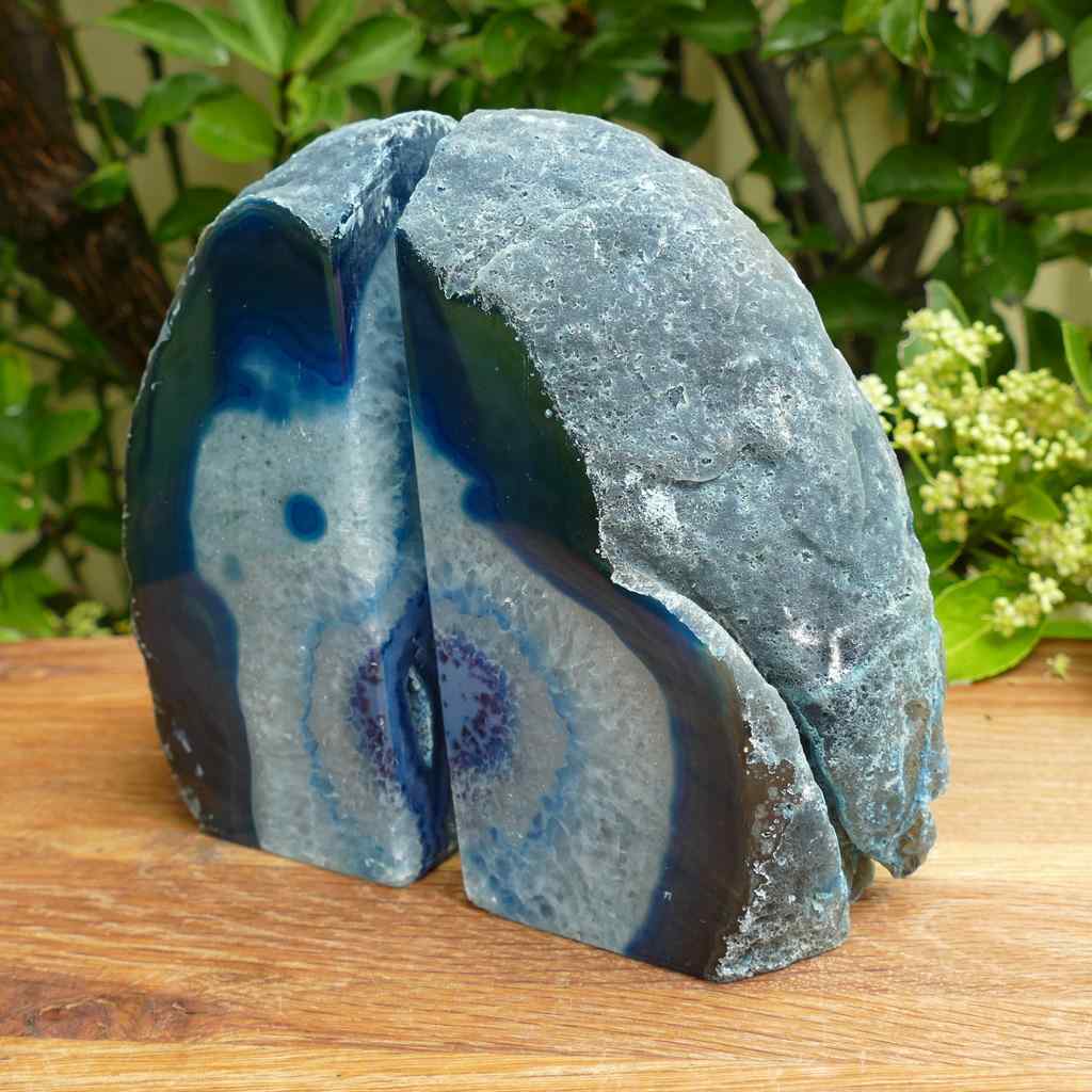 blue agate bookends