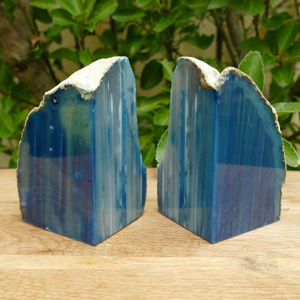 blue agate bookends