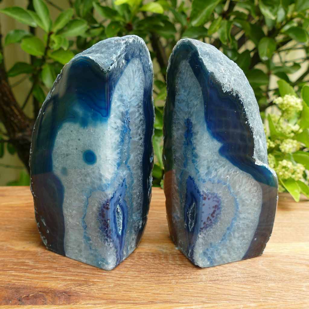 blue agate bookends