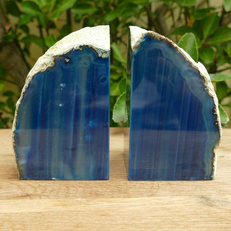 blue agate bookends