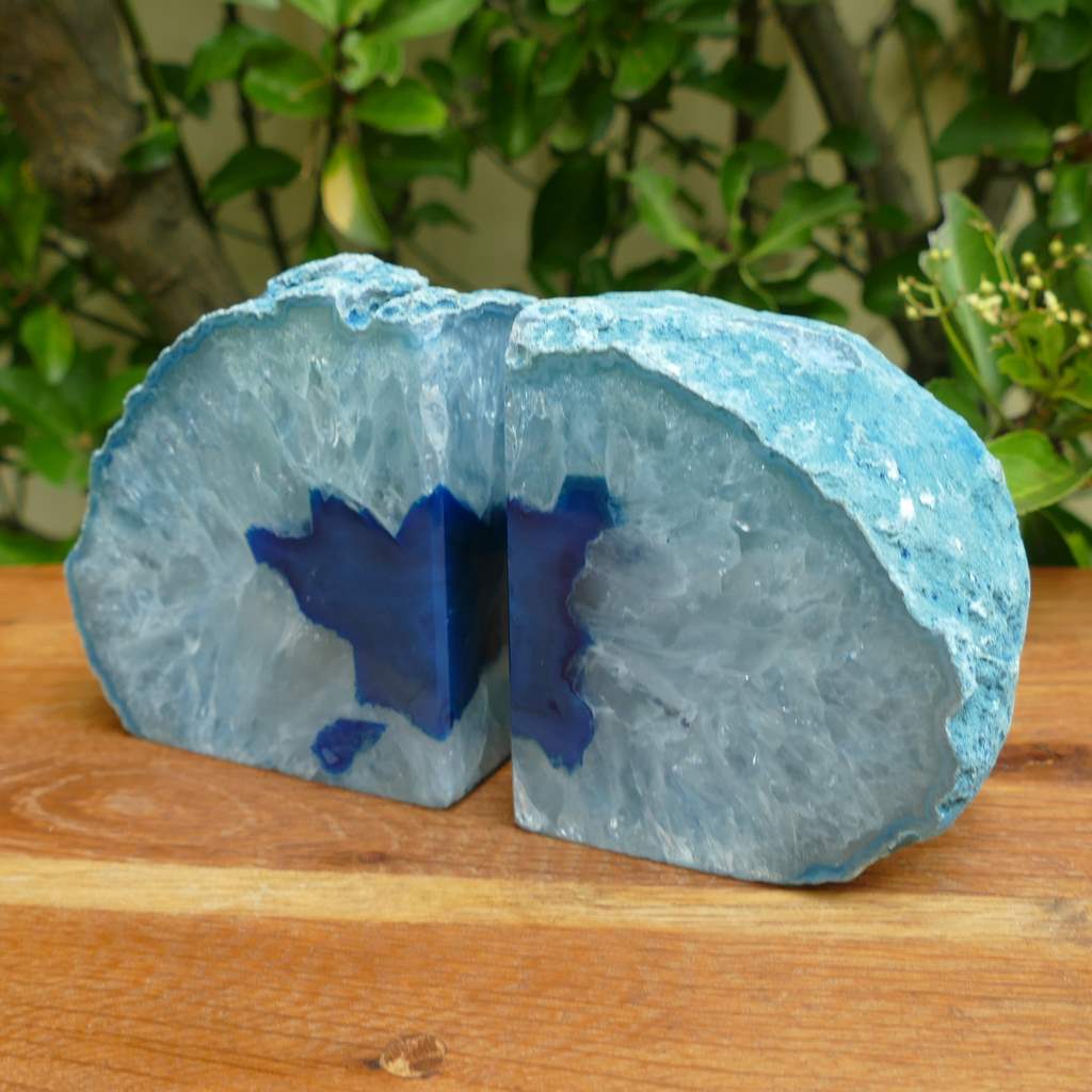 blue agate bookends