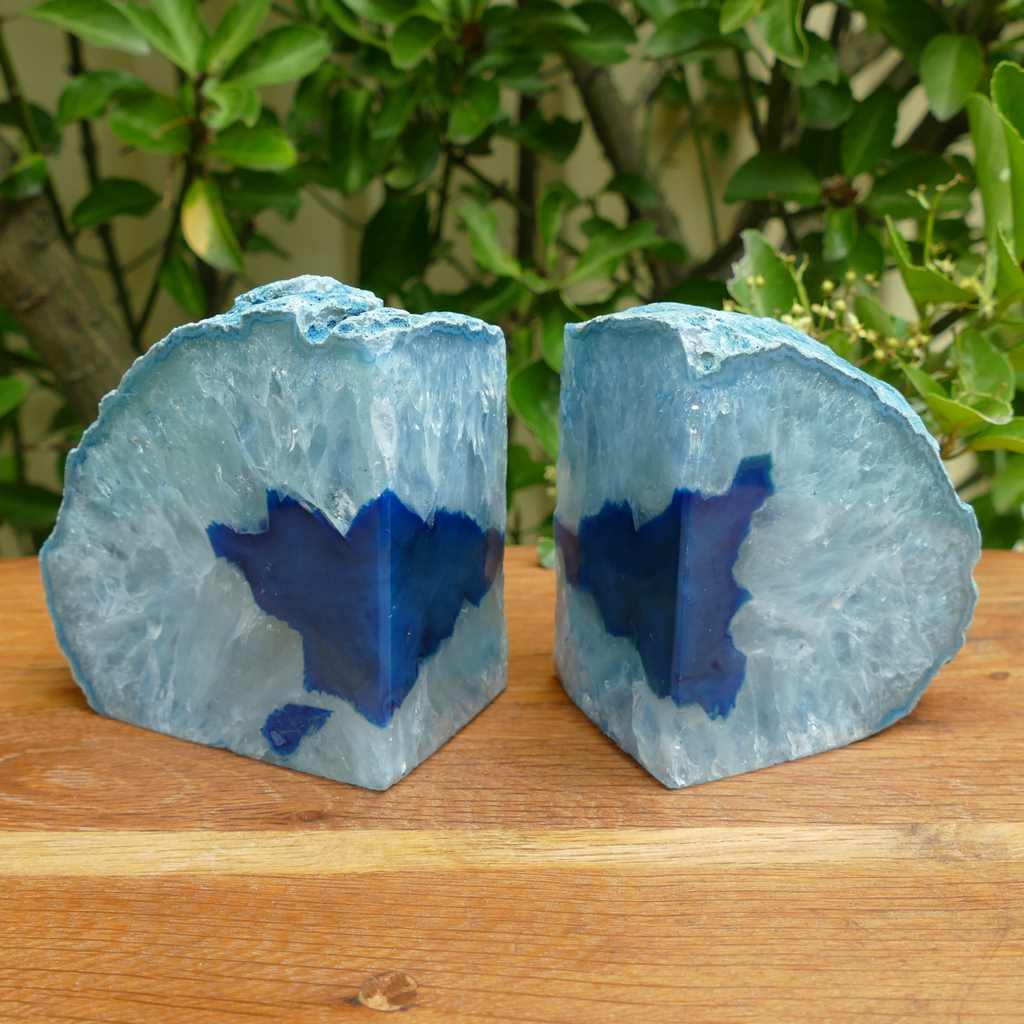 blue agate bookends