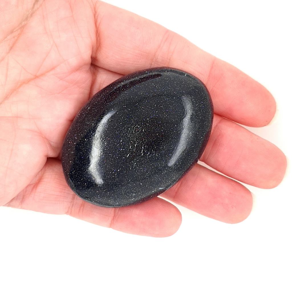 Blue Goldstone Palm Stones with Shimmering Sparkle - Touch the Stars