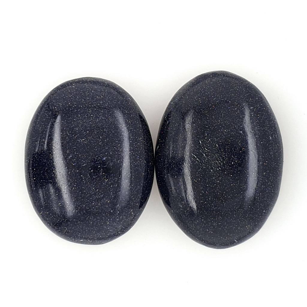Blue Goldstone Palm Stones with Shimmering Sparkle - Touch the Stars
