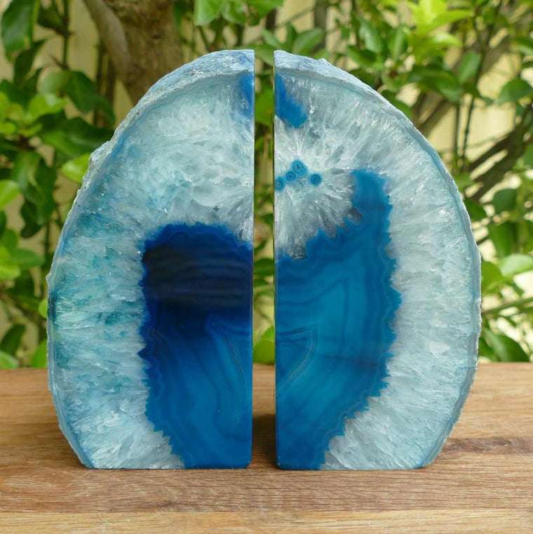 teal agate bookends