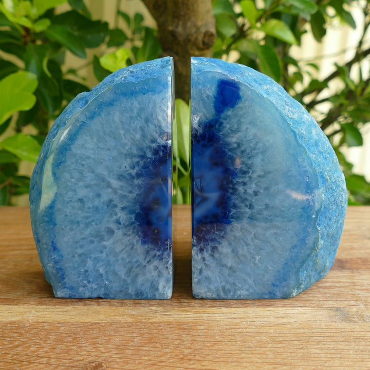 blue agate bookends