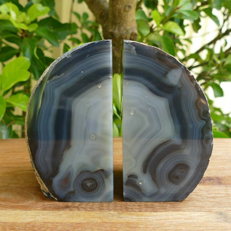 natural agate bookends