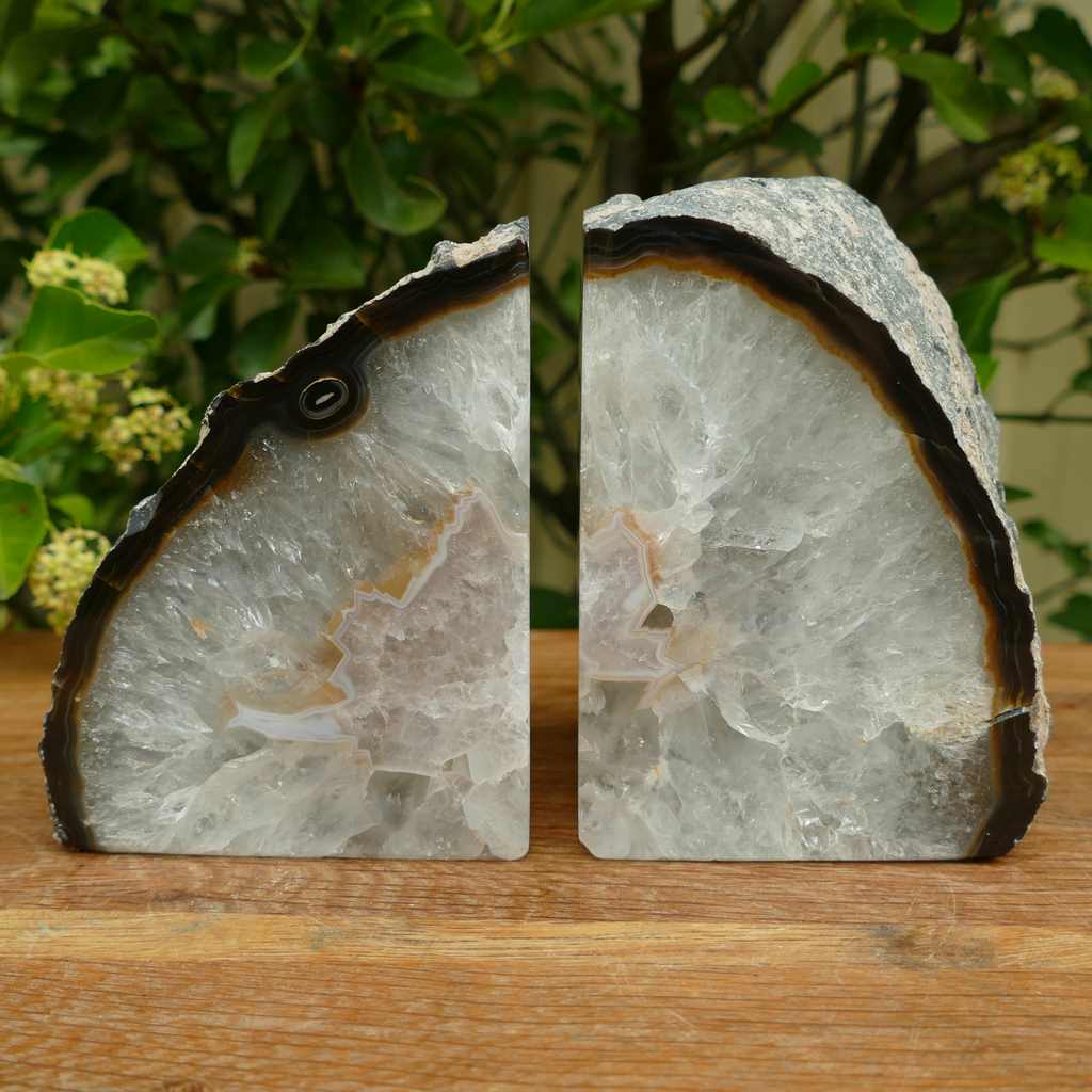 bookends natural agate