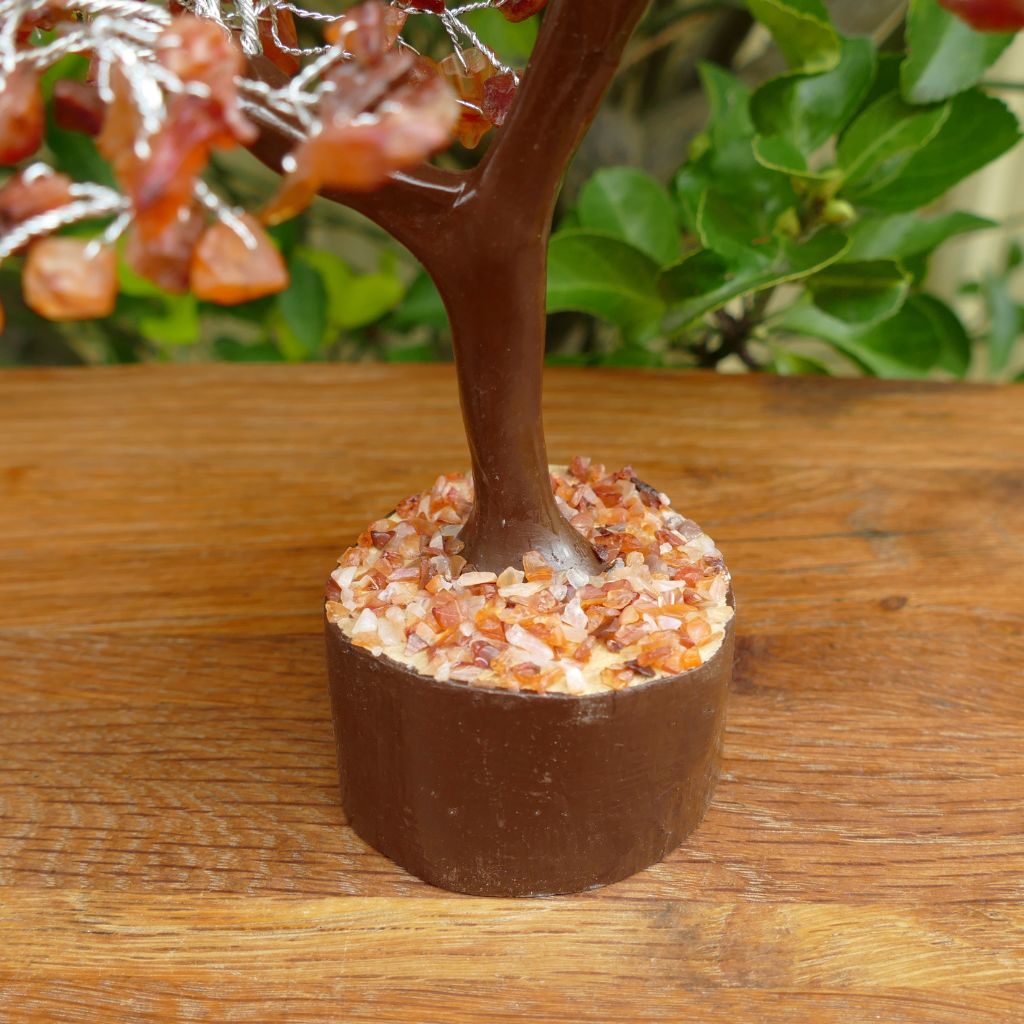 Carnelian Crystal tree on Wood base