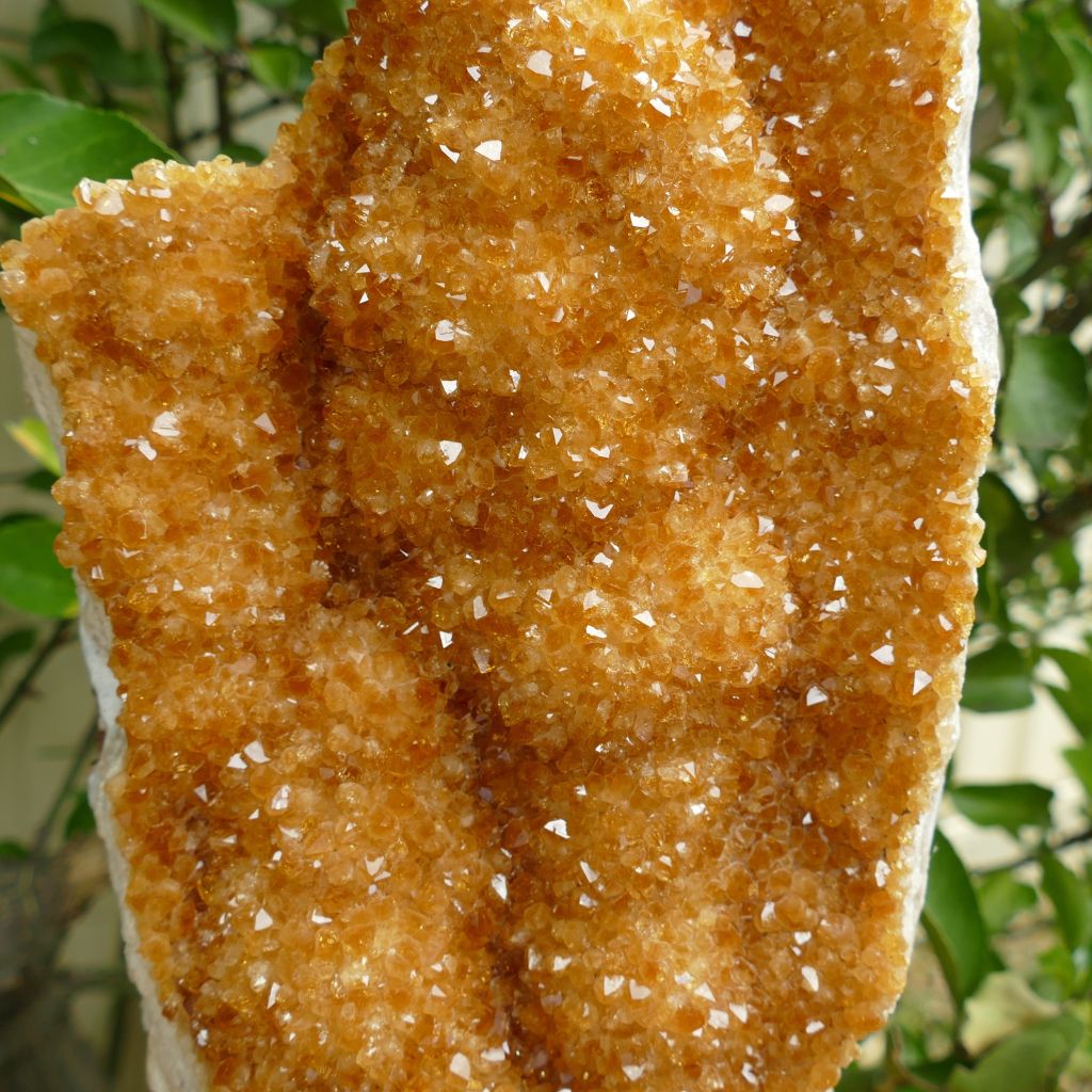 large citrine cluster on metal stand