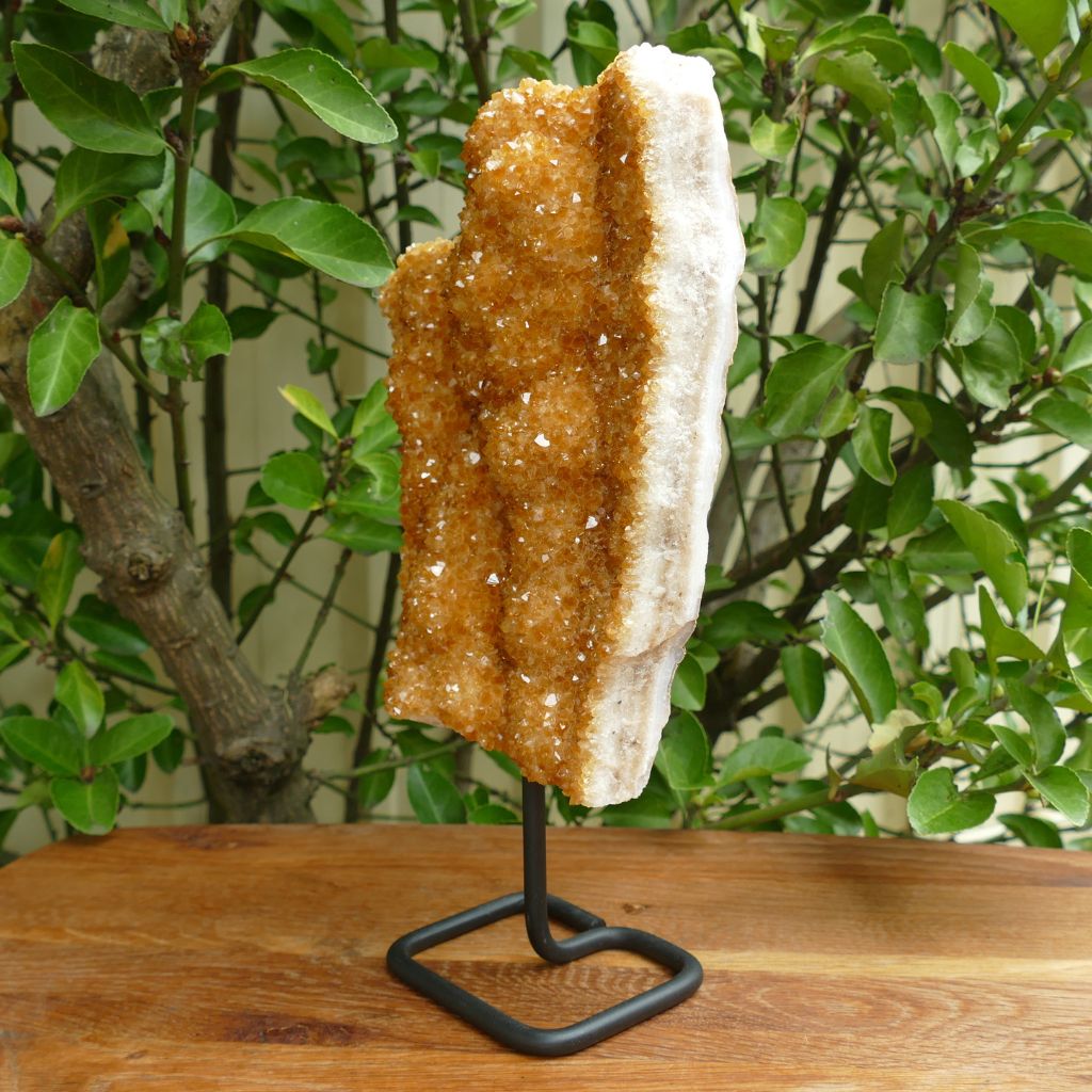 large citrine cluster on metal stand
