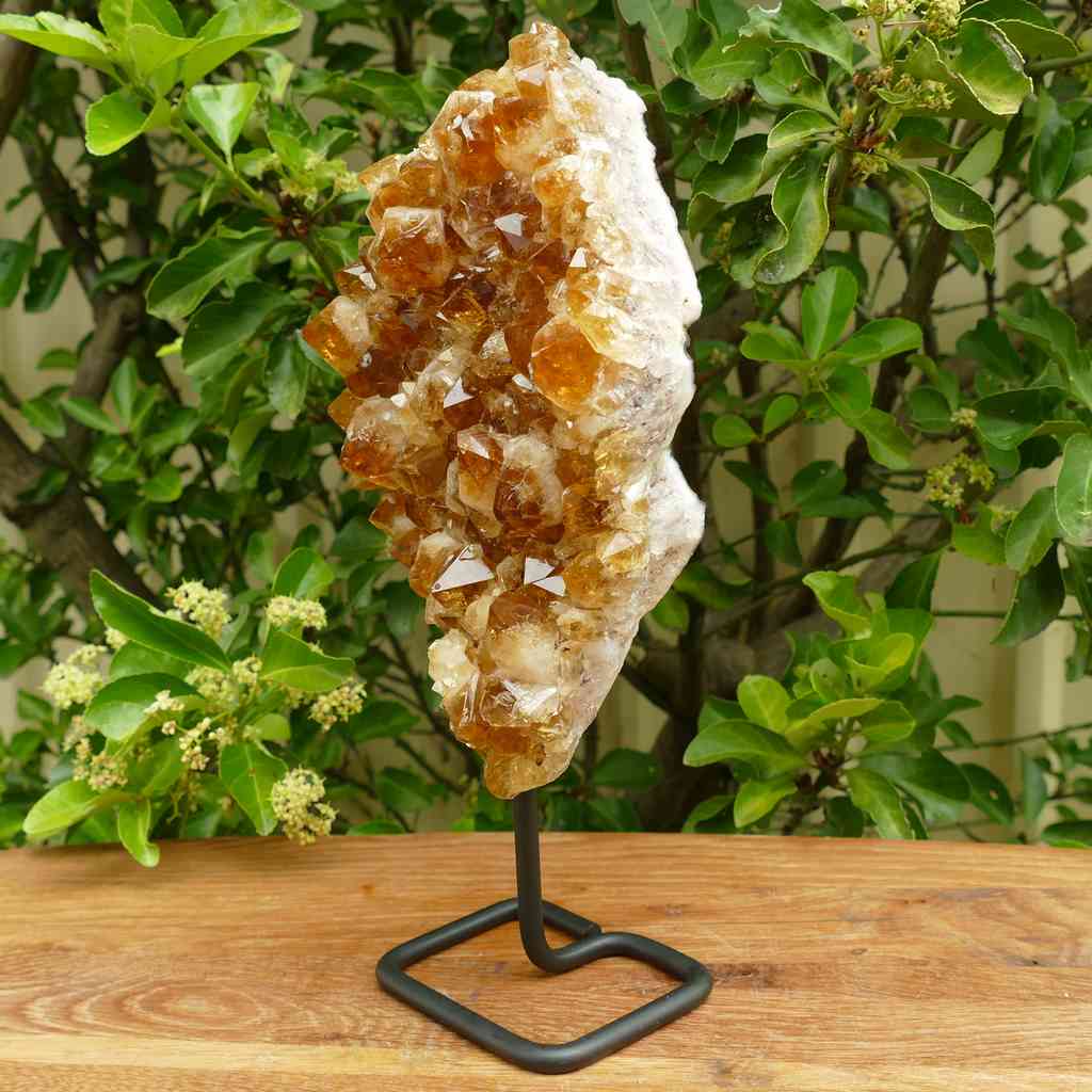 citrine cluster on metal stand