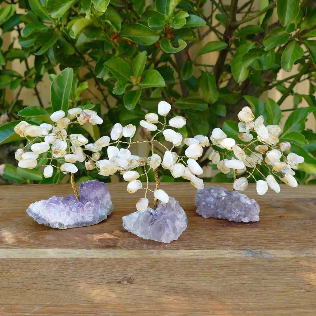 Crystal Gem Tree on an Amethyst Base with Citrine Leaves