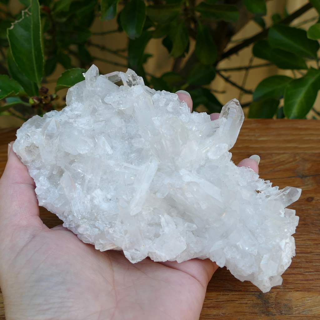 clear quartz crystal cluster