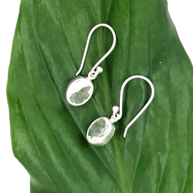 clear quartz faceted earrings