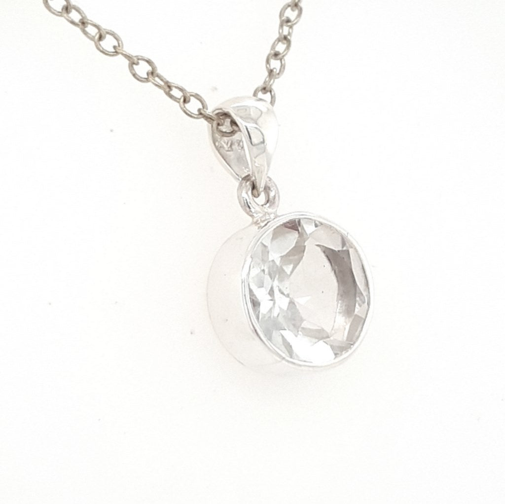 clear quartz faceted pendant