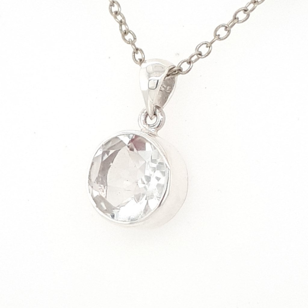 clear quartz faceted pendant