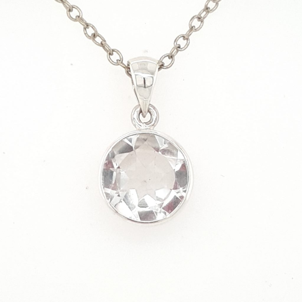 clear quartz faceted pendant