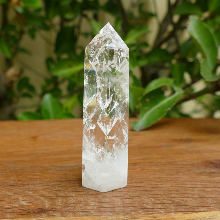 Fire and Ice Quartz Crystal Point - Crackle Quartz