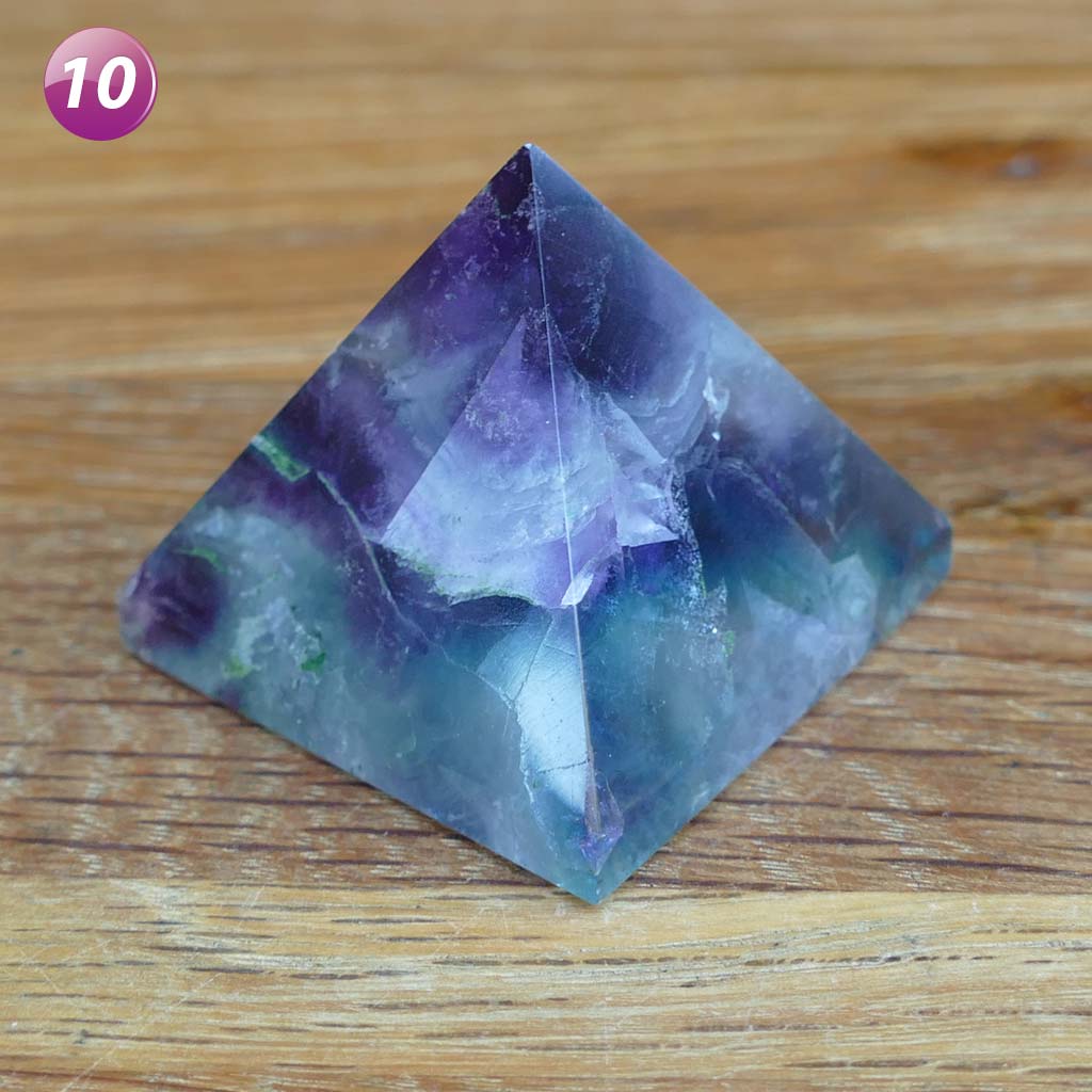 Fluorite Crystal Pyramids with Purple and Greens