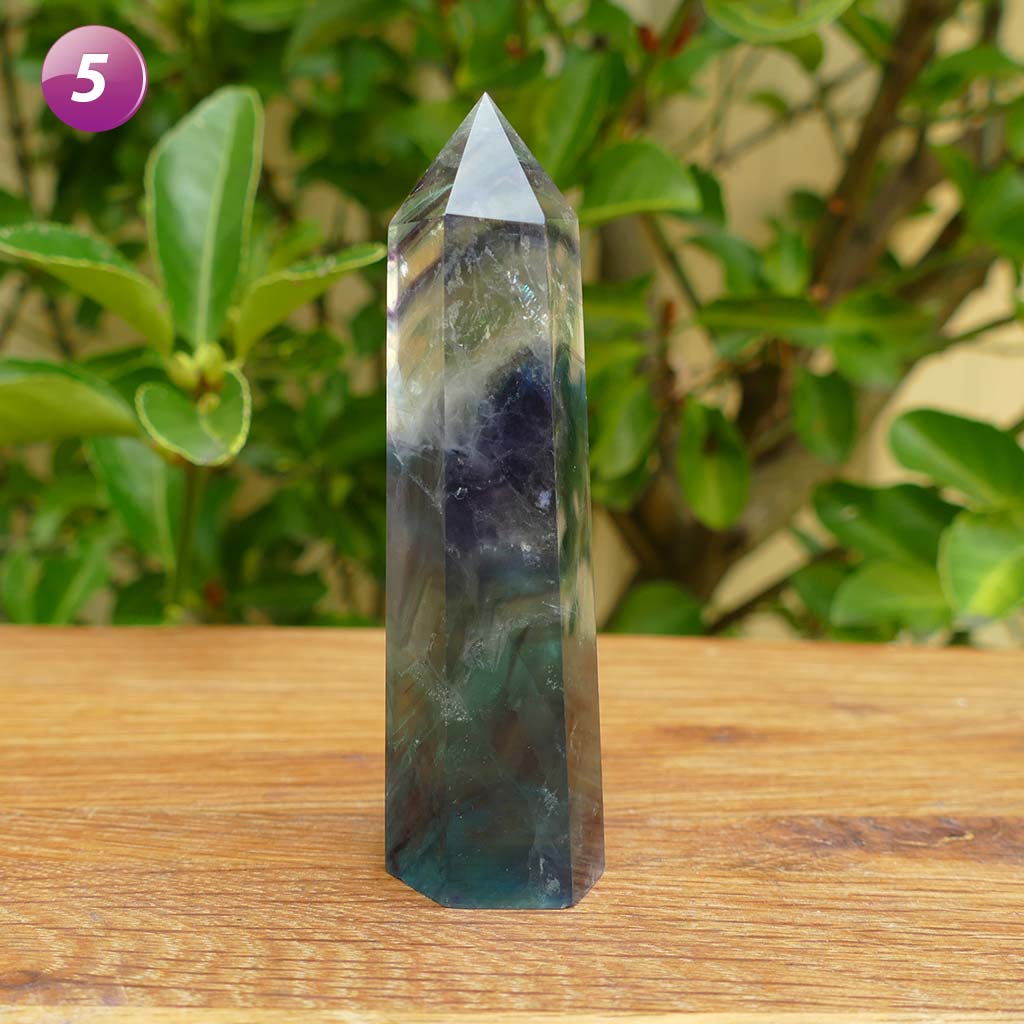 Fluorite Crystal Points with Green & Purple Shades
