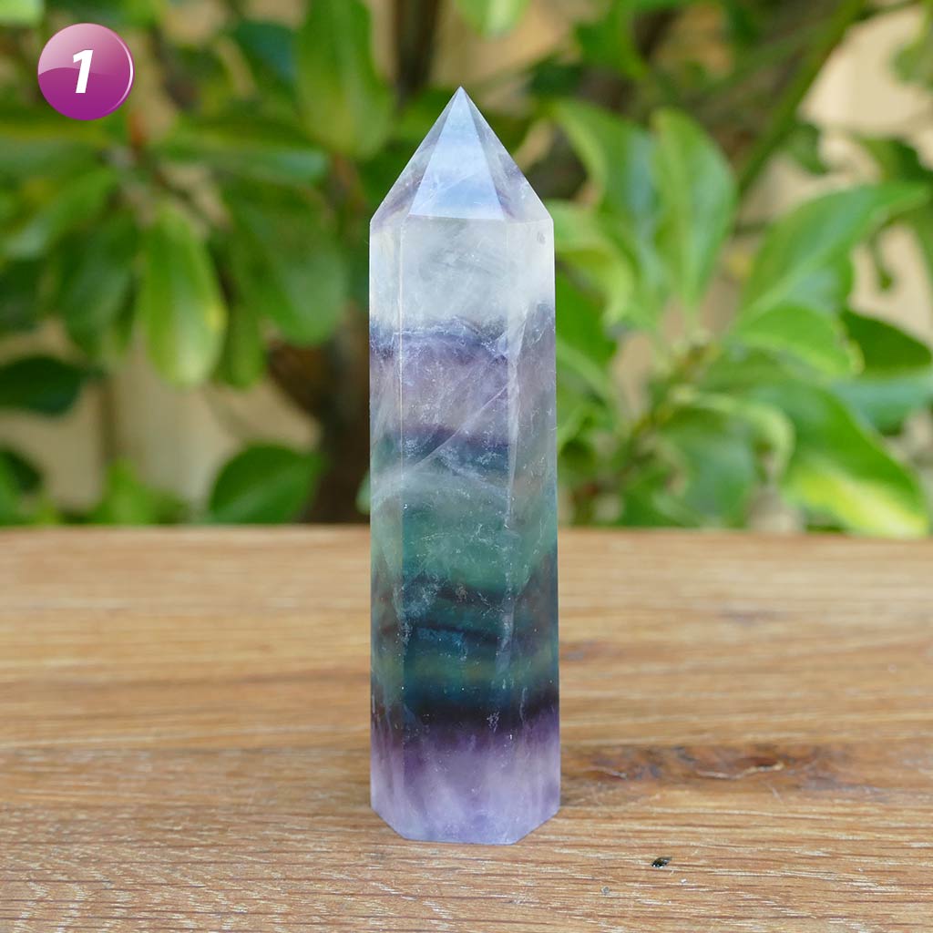 Fluorite Crystal Points with Green & Purple Shades