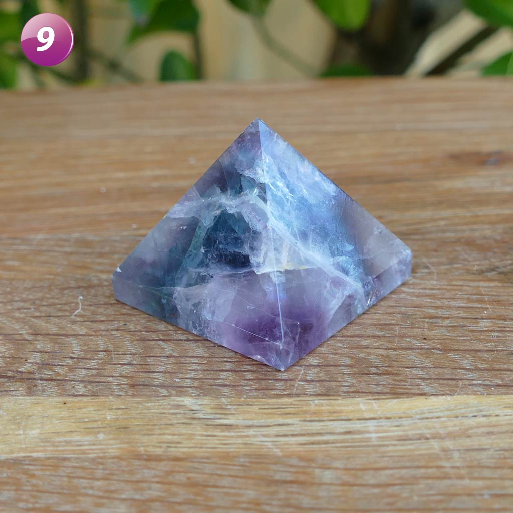 Fluorite Crystal Pyramids with Purple and Greens