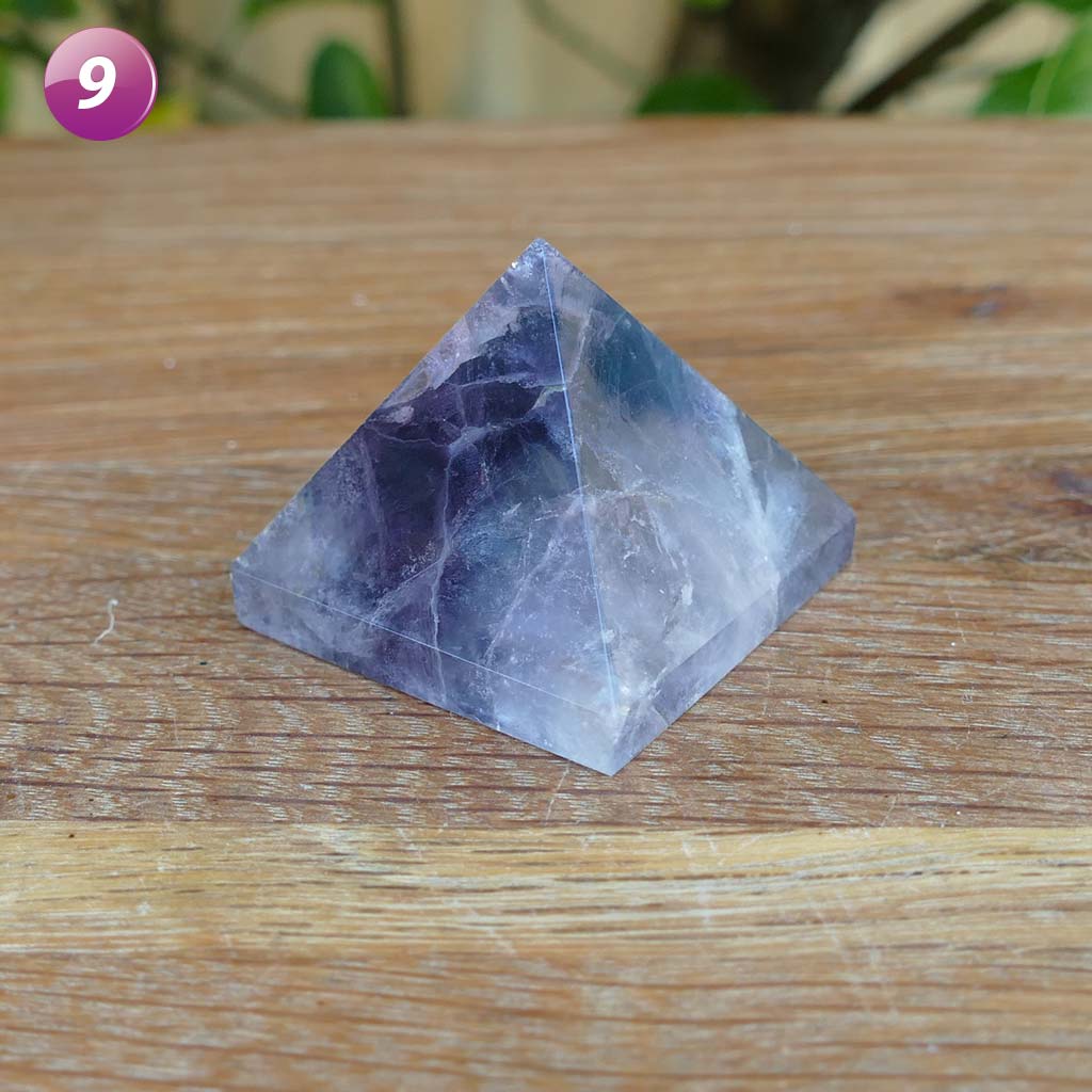 Fluorite Crystal Pyramids with Purple and Greens