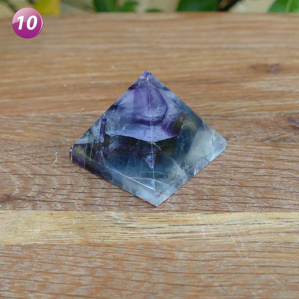 Fluorite Crystal Pyramids with Purple and Greens