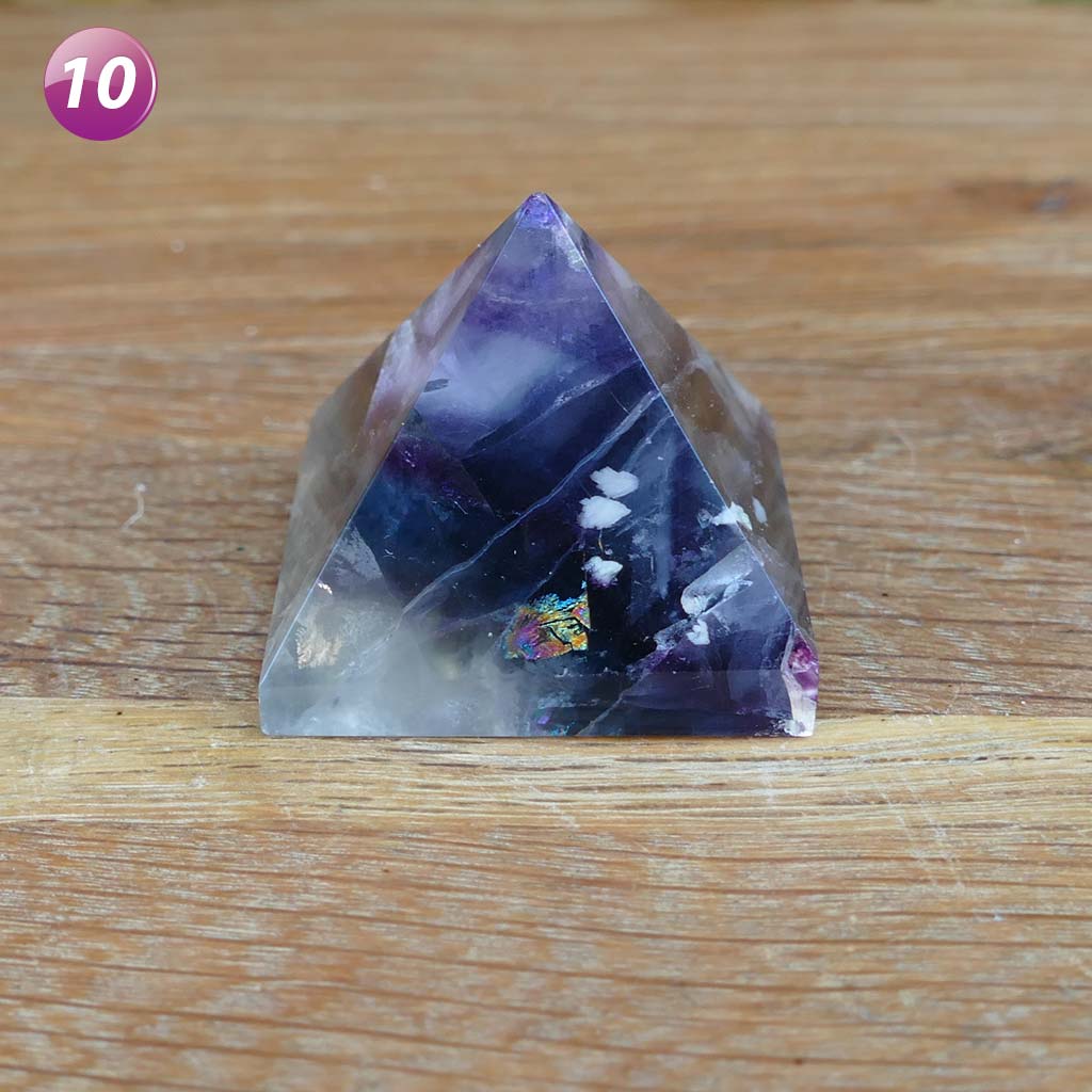 Fluorite Crystal Pyramids with Purple and Greens