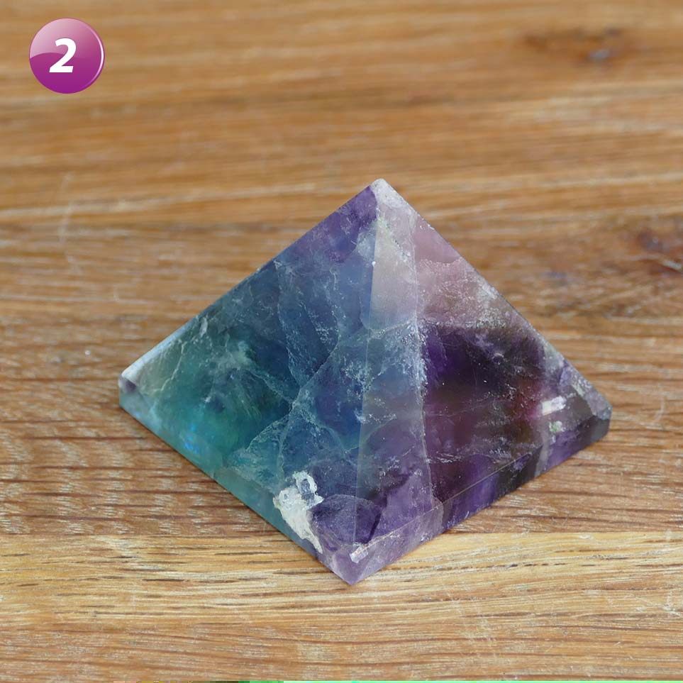 Fluorite Crystal Pyramids | Rainbow Fluorite Pyramid for Success Healing Reiki Stress Relief