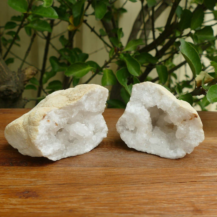 quartz-calcite-geode-pair