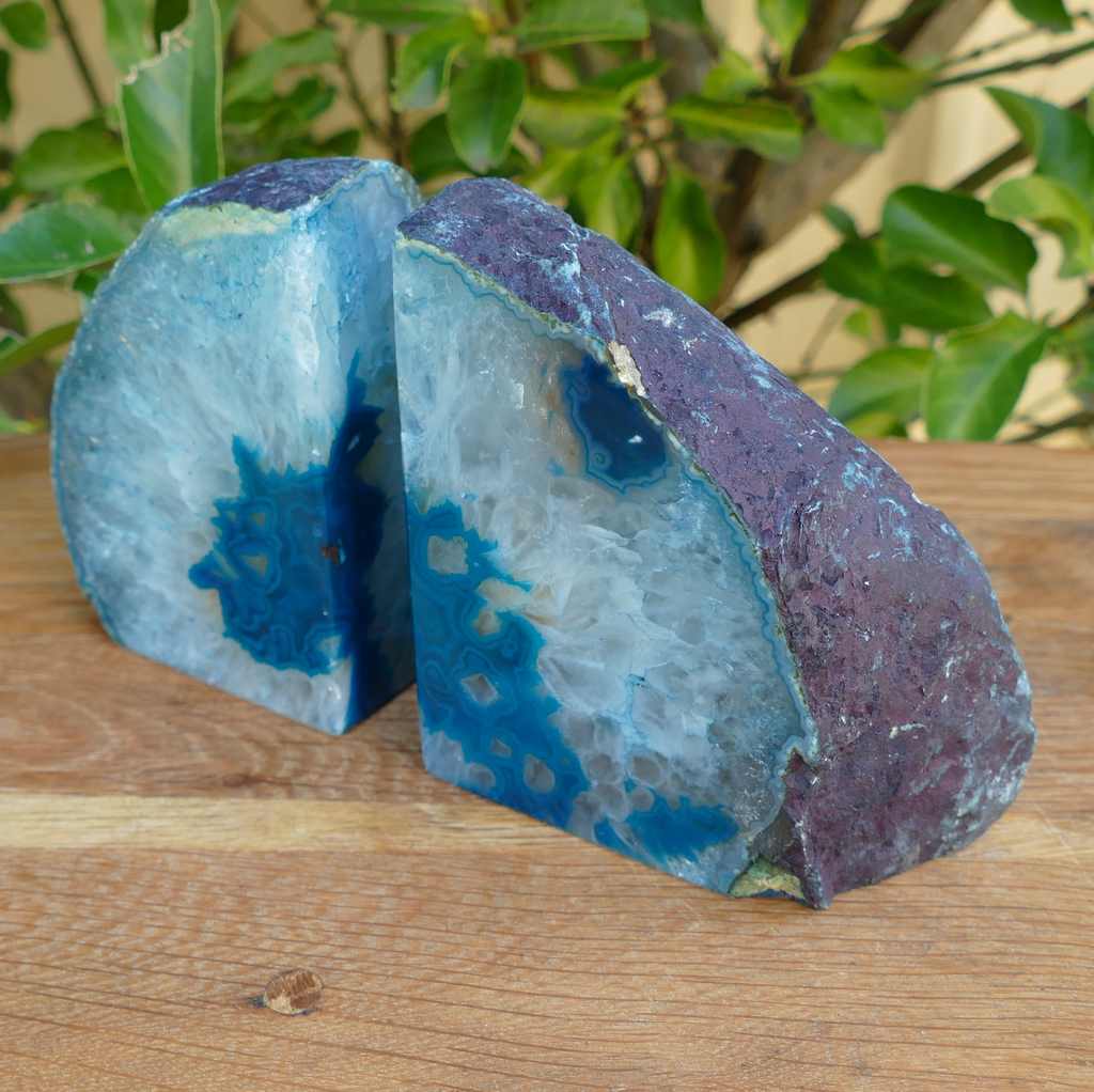 teal agate bookends