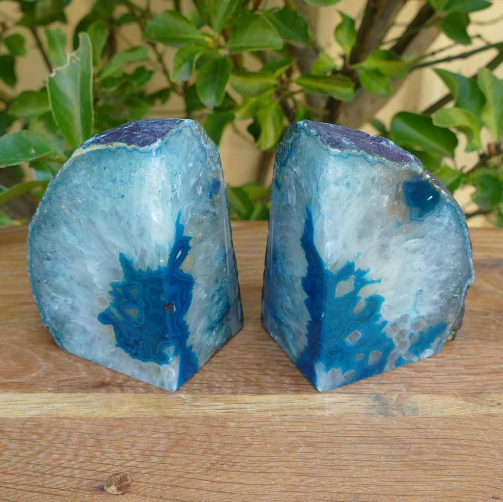 teal agate bookends