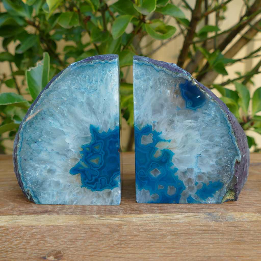 teal agate bookends