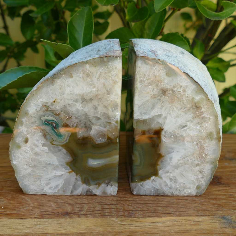 green agate bookend