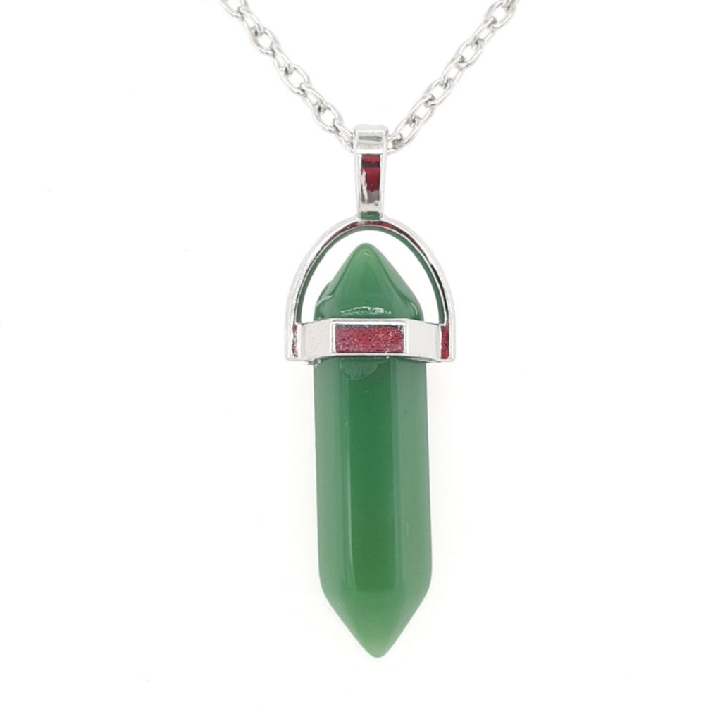 green aventurine double terminated point pendants