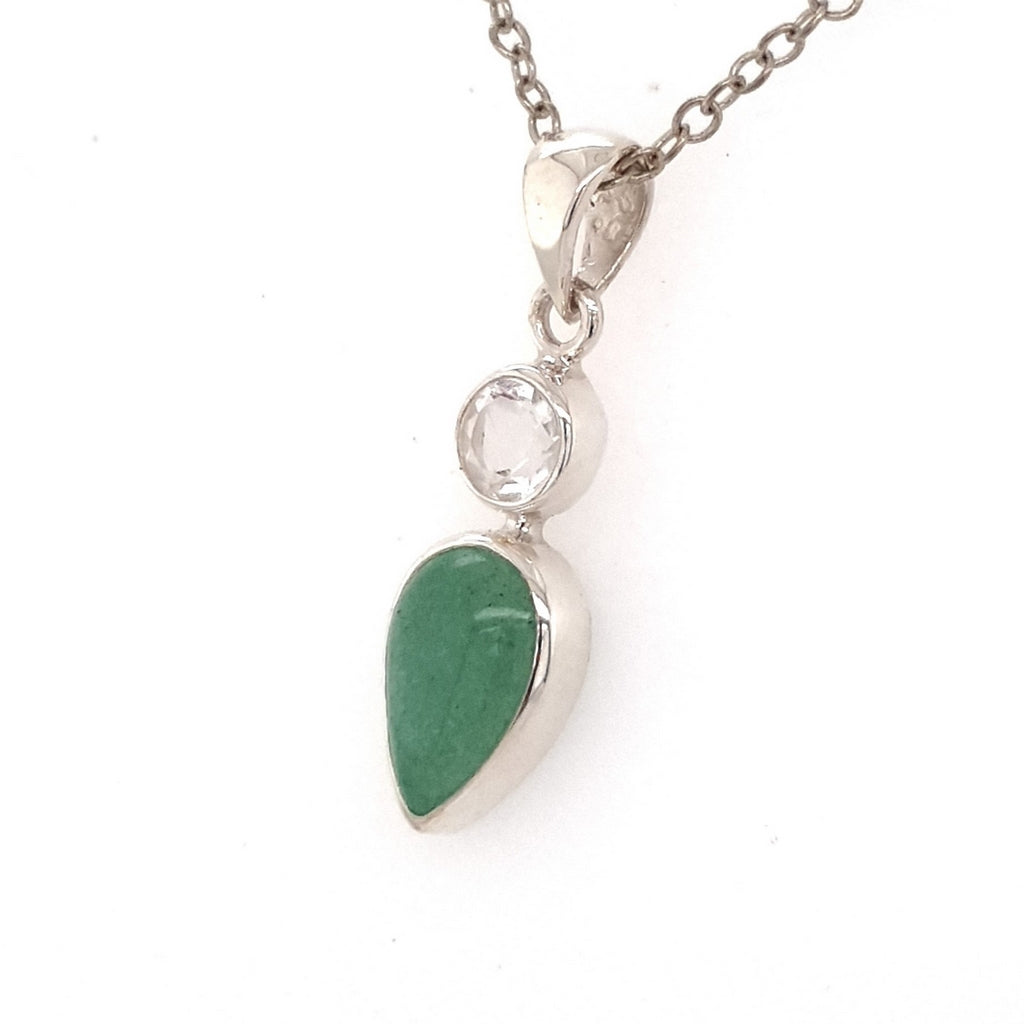 green aventurine & Quartz pendant