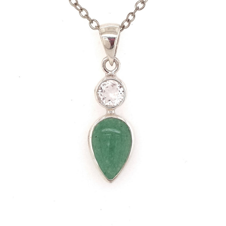 green aventurine & Quartz pendant