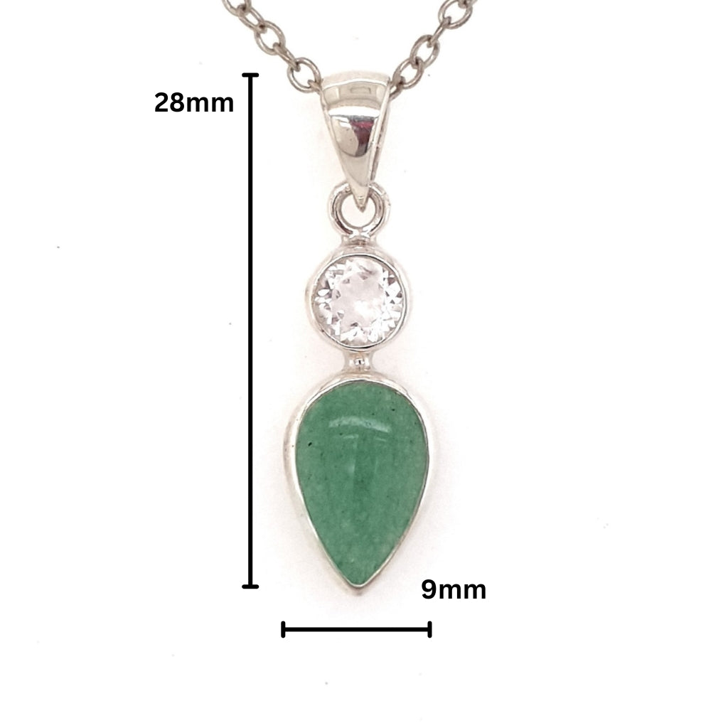 green aventurine & Quartz pendant