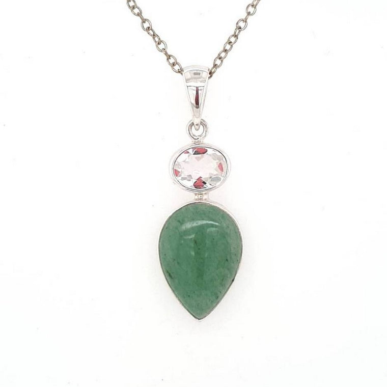green aventurine and quartz pendant