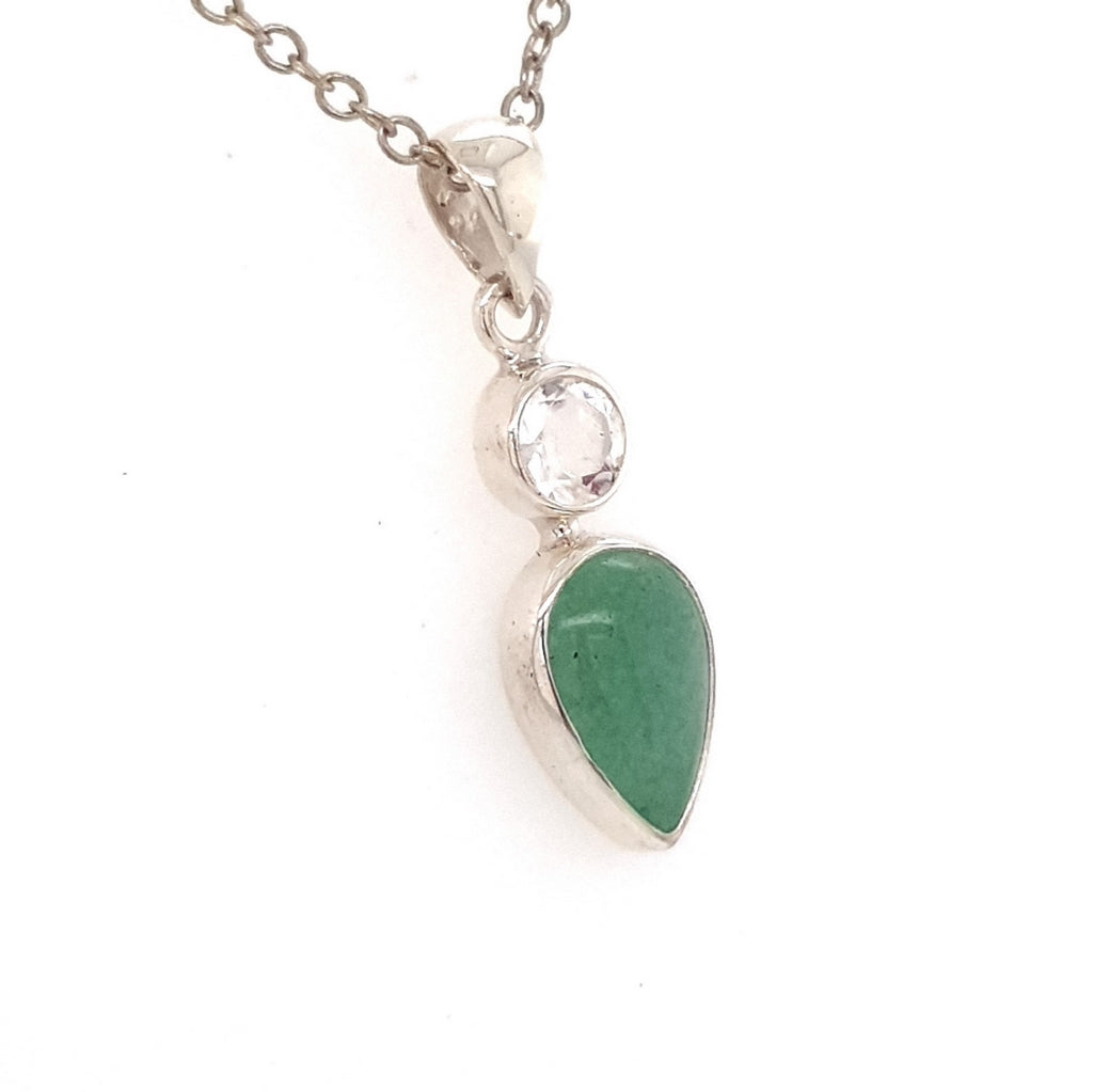 green aventurine & Quartz pendant