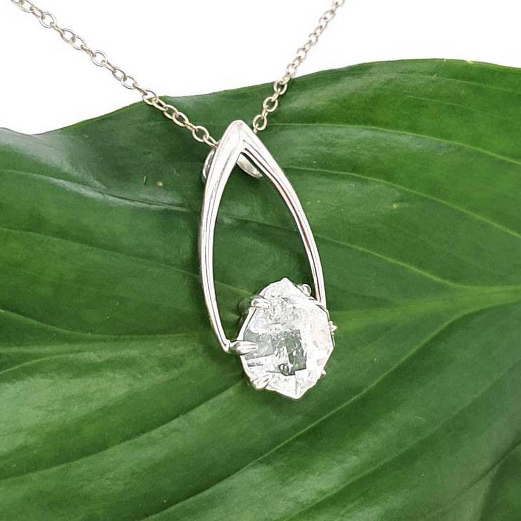 Herkimer Diamond Pendant 925 Sterling Silver Natural Crystal Jewellery