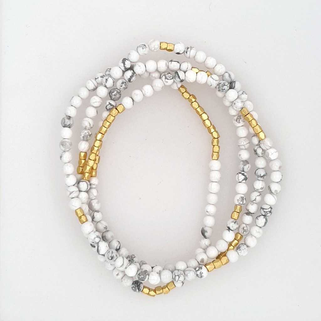 White Howlite Wrap Bracelet or Necklace