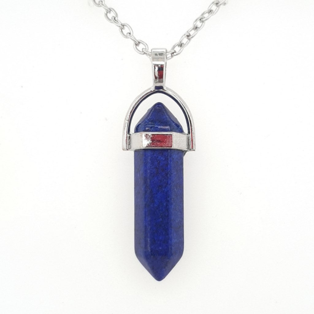 lapis lazuli double terminated point pendants